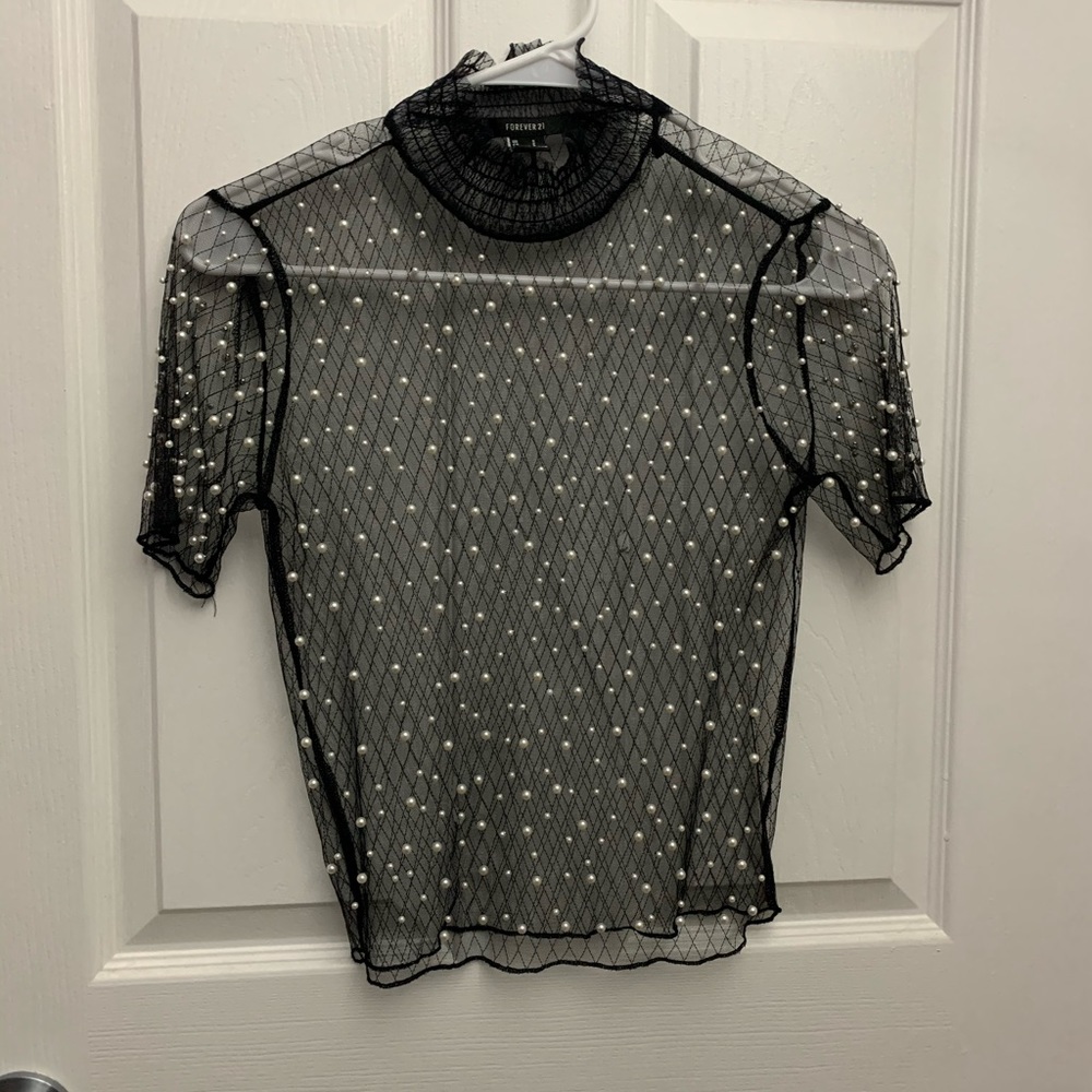 Sheer pearl top